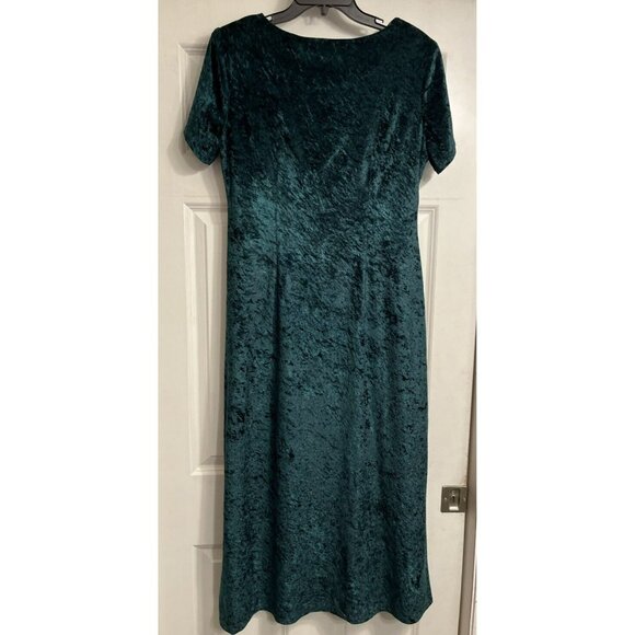 Emerald Green Velvet Dress Midi Cowl Neck Cap Sleeve Witchy Whimsygoth Sz 12 Vtg - Picture 5 of 8